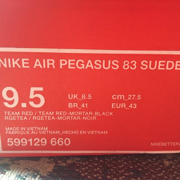 NWT Nike Air Pegasus 83 Maroon Suede Mens Size 9.5 - Picture 4 of 4
